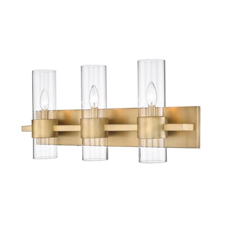 Z-Lite Lawson 3 Light Vanity, Rubbed Brass & Clear 343-3V-RB